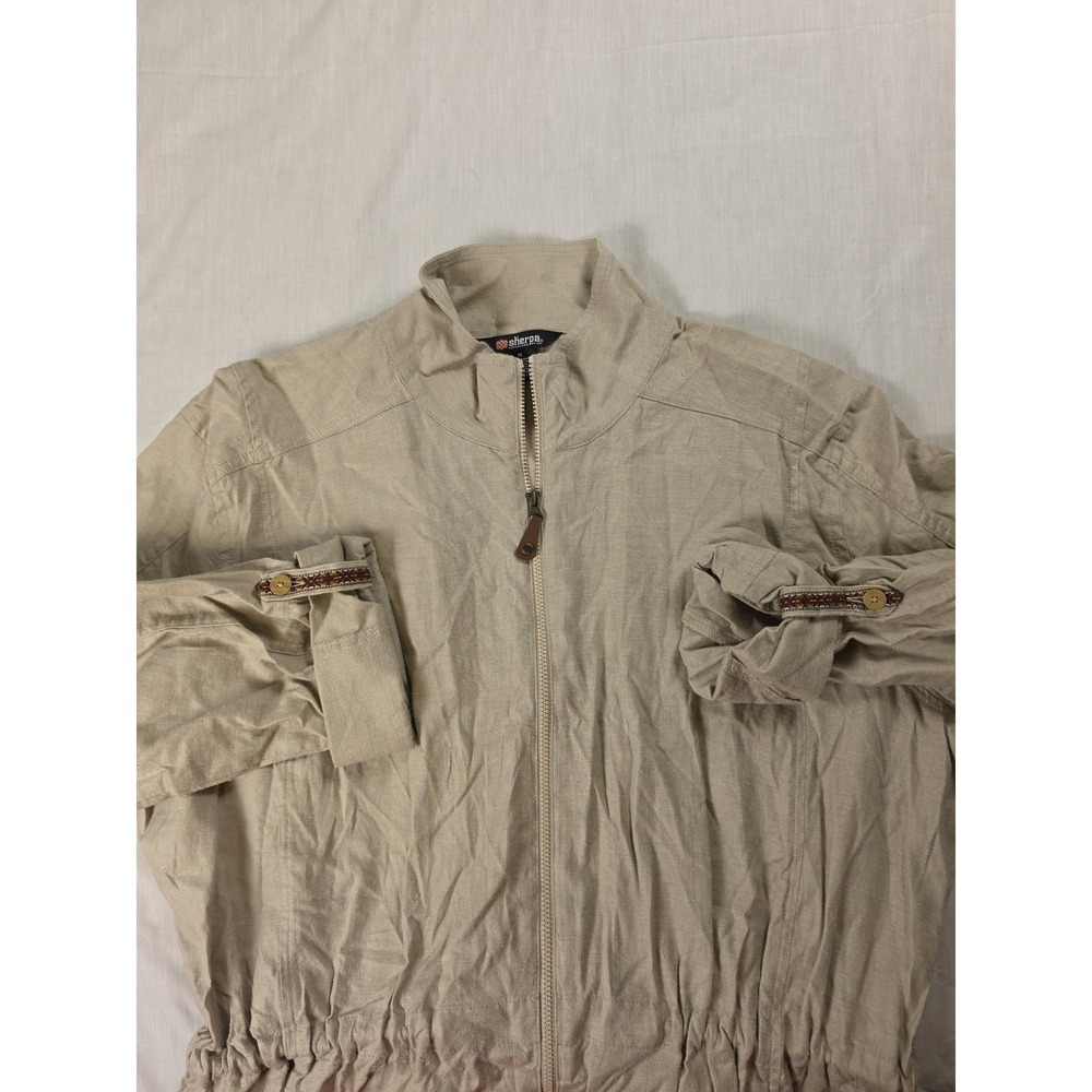 Sherpa Adventure Gear Jacket Womens XL Beige Hemp Full Zip Lightweight Outdoor